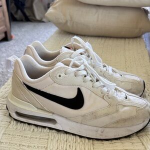 Nike womens White Sneakers with Black Swoosh